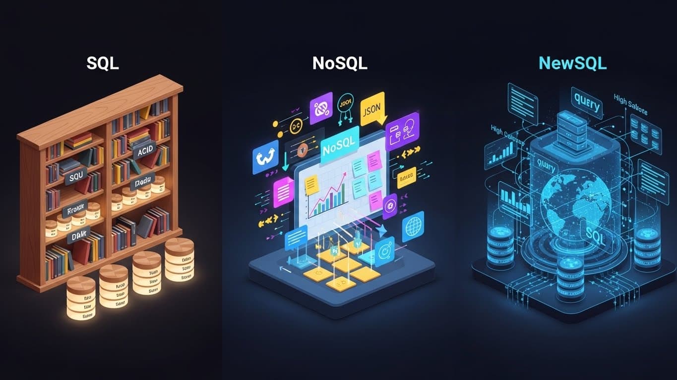 SQL vs. NoSQL vs. NewSQL - Main image