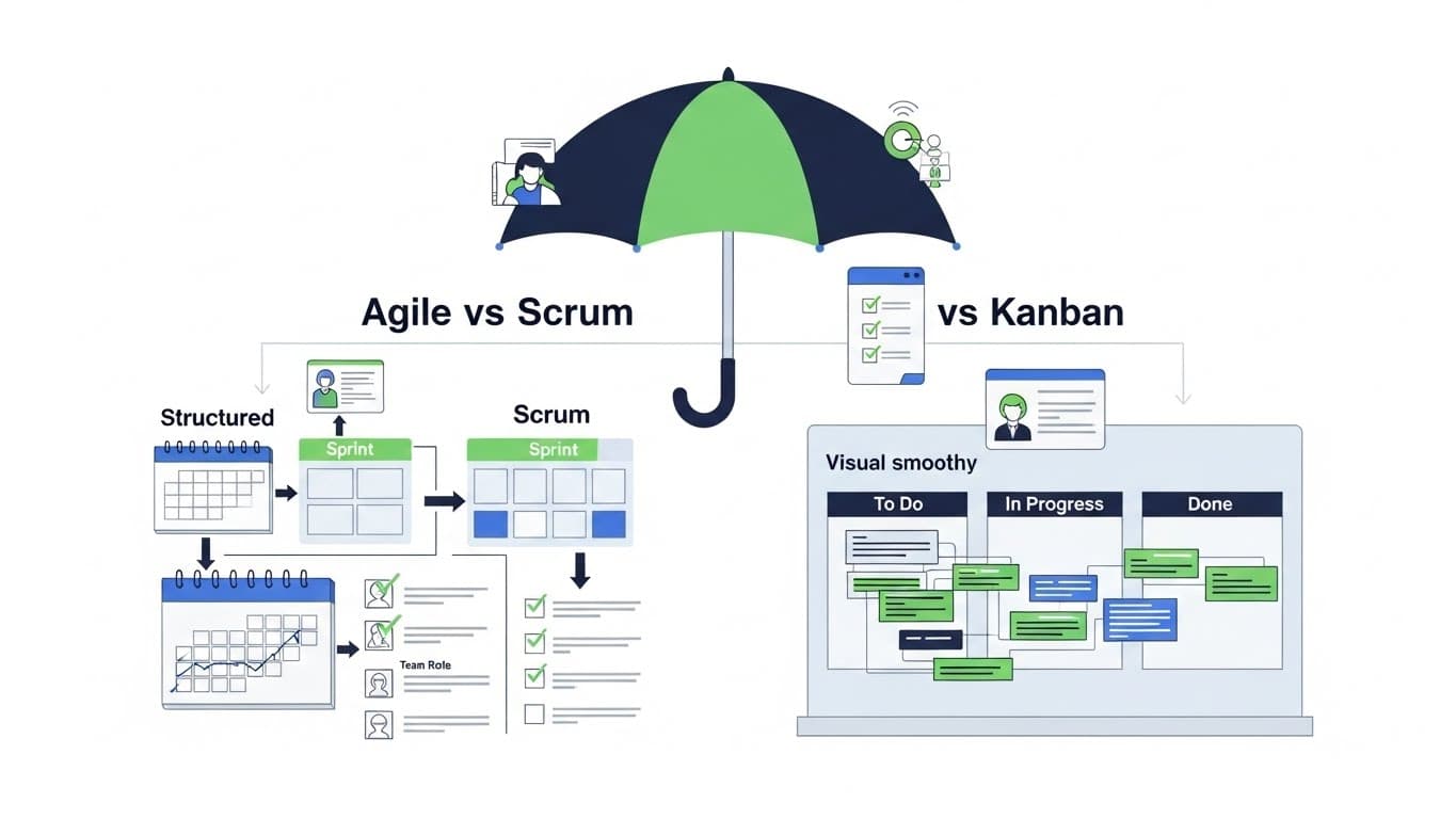 Agile vs. Scrum vs. Kanban - Main image